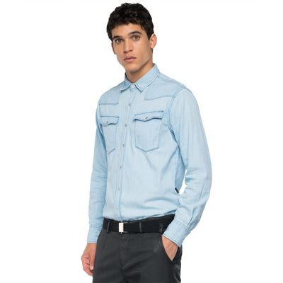 Camisa Para Hombre 6 Oz Light Indigo C Replay