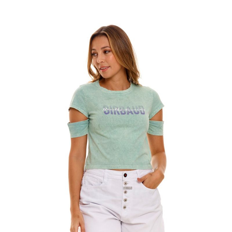 Camiseta Manga Corta Para Mujer Girbaud, CAMISETAS