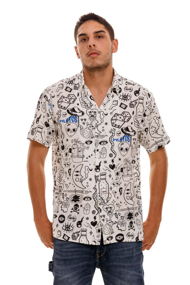 Camisa-Para-Hombre-Camisa-Stickers-