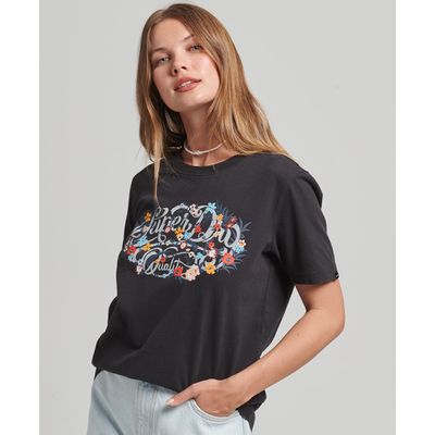 Camiseta Para Mujer Vintage Floral Scripted Superdry