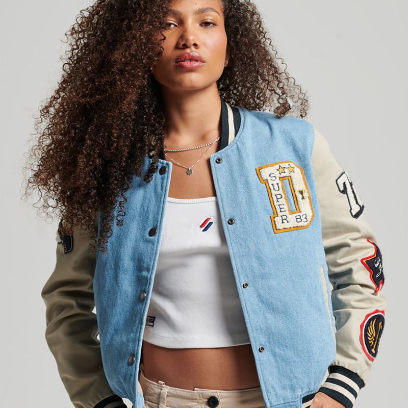 Chaqueta Denim Para Mujer Vintage Varsity Superdry