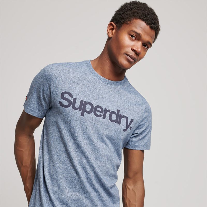 Superdry Camiseta con Logotipo Vintage para Hombre, Gris (Grey