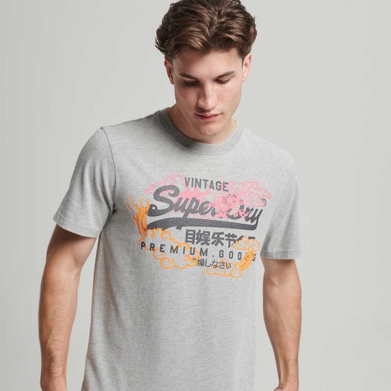 CAMISETA PREMIUM GRIS SUPERDRY.