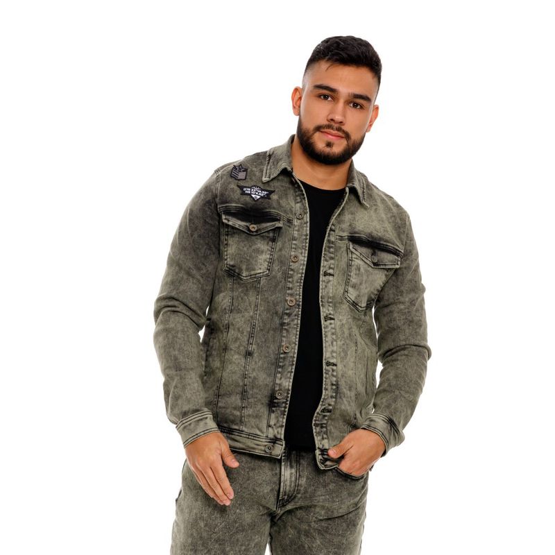 Chaqueta de discount mezclilla gris hombre