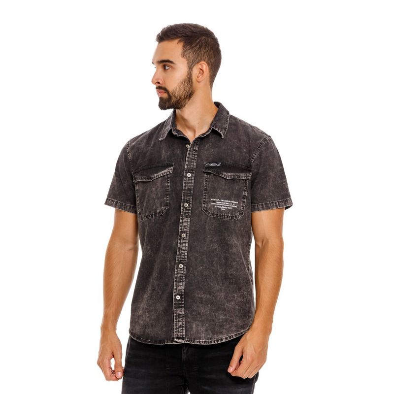 Camisa-Manga-Corta-Denim-Para-Hombre-Napoleon-Girbaud