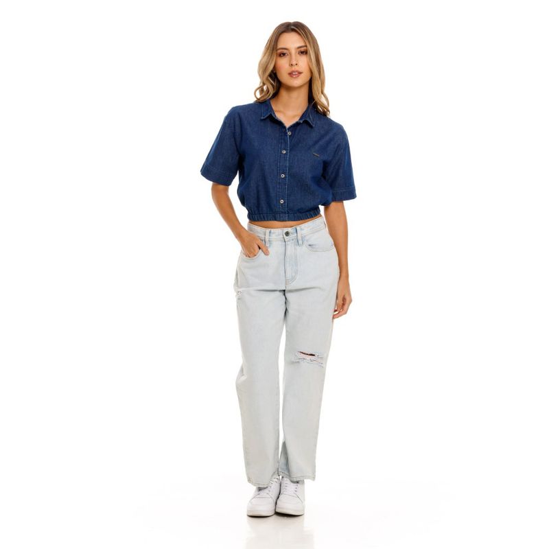 Camisa-Manga-Corta-Denim-Para-Mujer-Aile-Girbaud