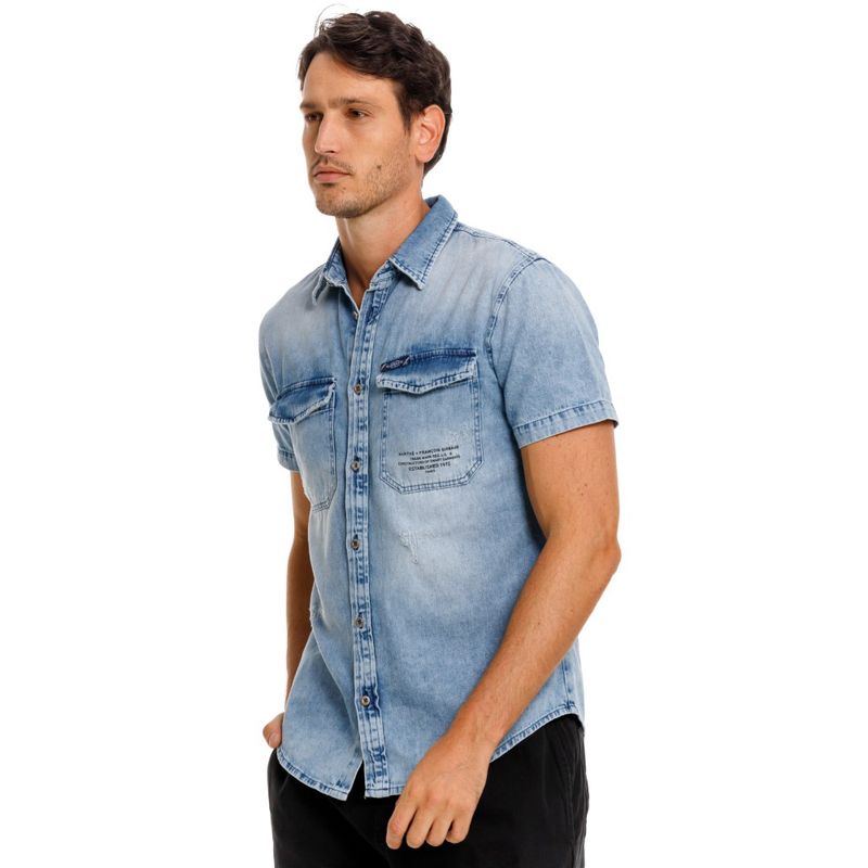 Camisa-Manga-Corta-Denim-Para-Hombre-Napoleon-Girbaud