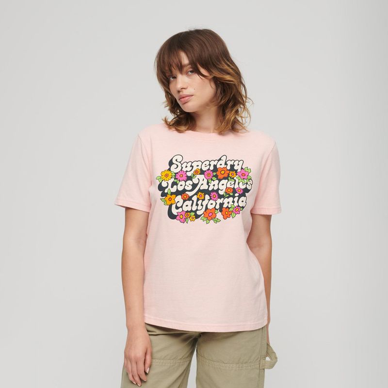 Camiseta-Manga-Corta-Para-Mujer-70-S-Floral-Script-Logo-Tee-Superdry