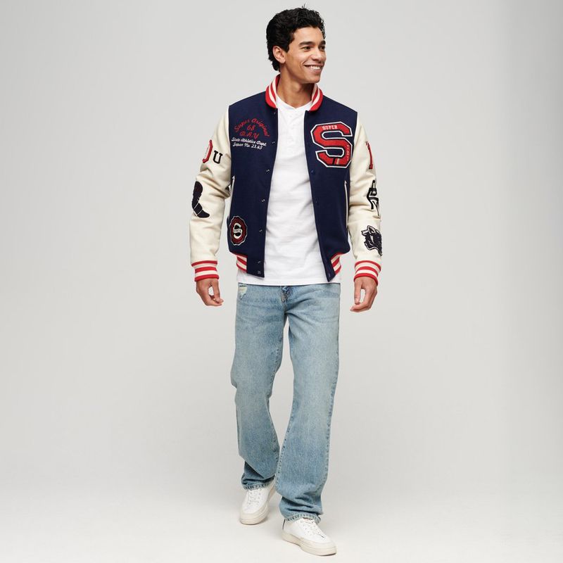 Chaqueta-Casual-Para-Hombre-College-Varsity-Patched-Bomber-Superdry