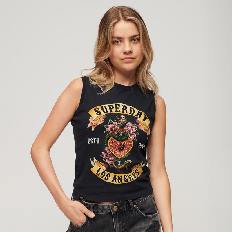 Camiseta-Para-Mujer-Retro-Embellished-Slim-Vest-Superdry