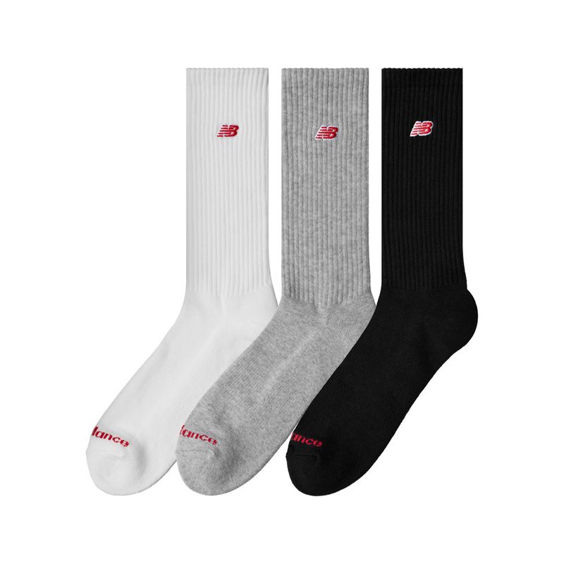Medias-Invisibles-Para-Hombre-Unisex-Patch-Logo-Crew-3-Pack-New-Balance