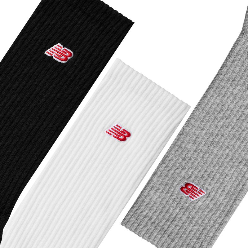 Medias-Invisibles-Para-Hombre-Unisex-Patch-Logo-Crew-3-Pack-New-Balance