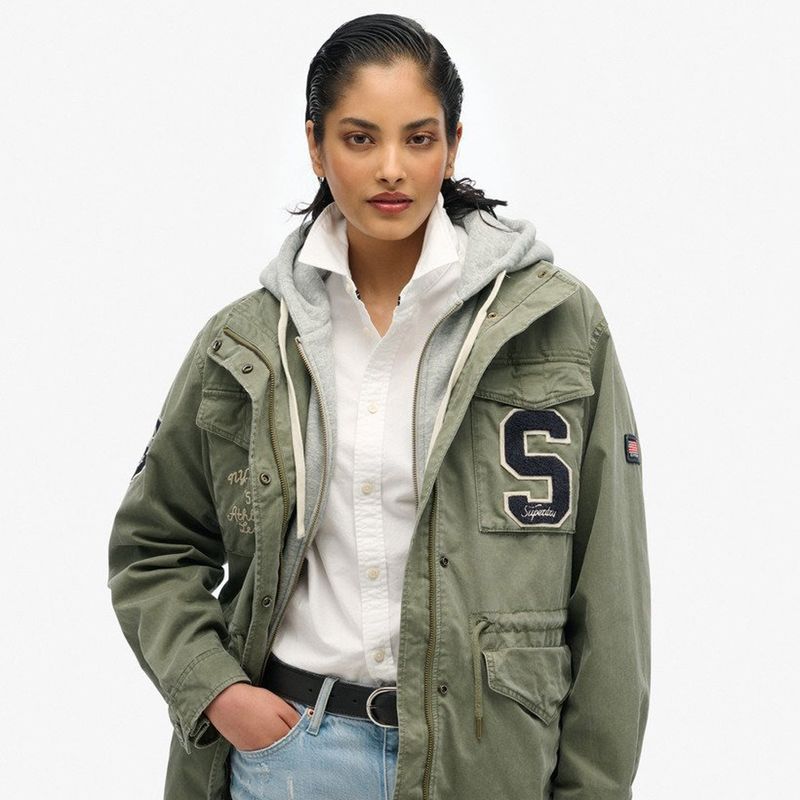 Chaqueta-Casual-Para-Mujer-Jersey-Hooded-Emb-Military-Jkt-Superdry