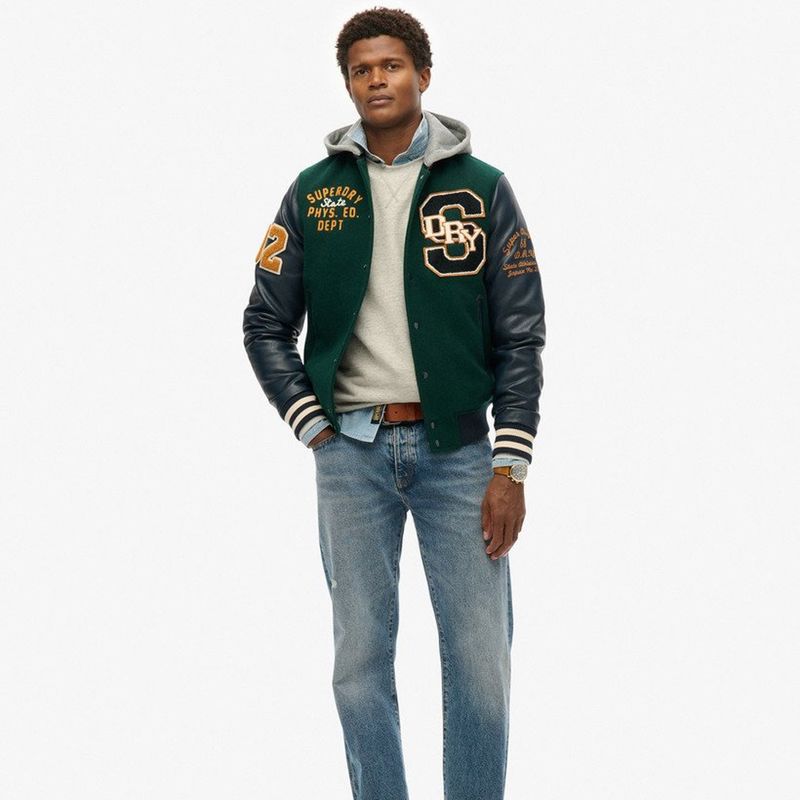 Chaqueta-Casual-Para-Hombre-Hooded-College-Patched-Bomber-Superdry