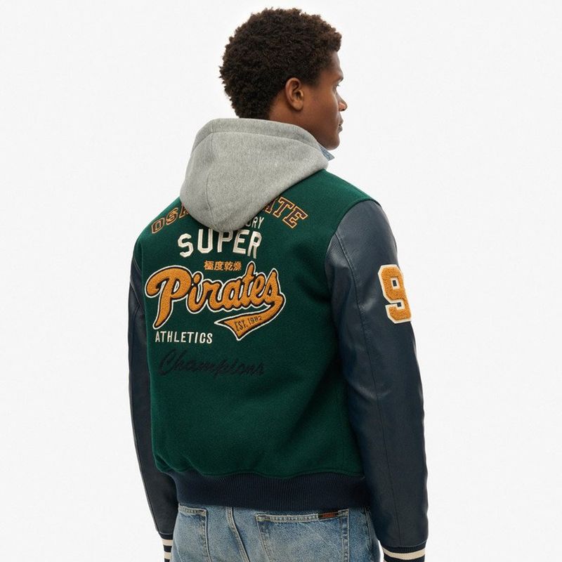 Chaqueta-Casual-Para-Hombre-Hooded-College-Patched-Bomber-Superdry