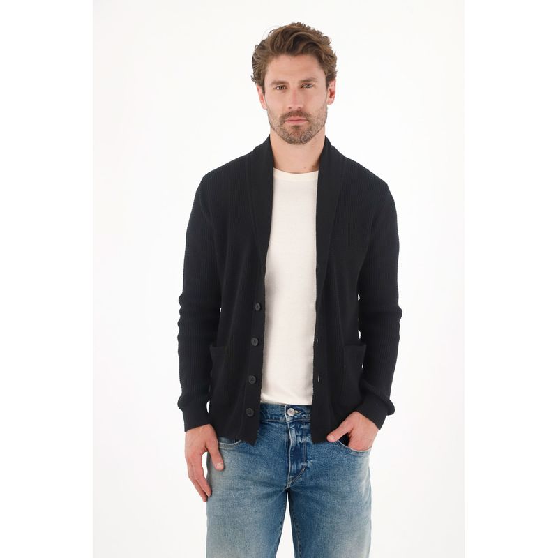 Buzo tejido tipo cárdigan negro para hombre Pilatos