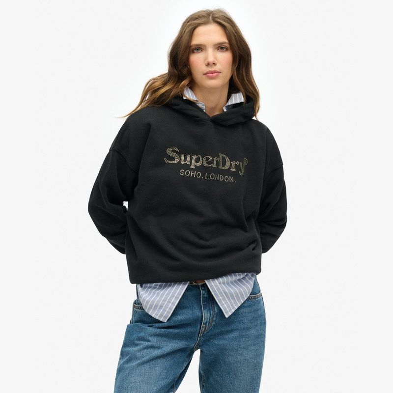 Buzo Cerrado Para Mujer Venue Metallic Relaxed Hood Superdry