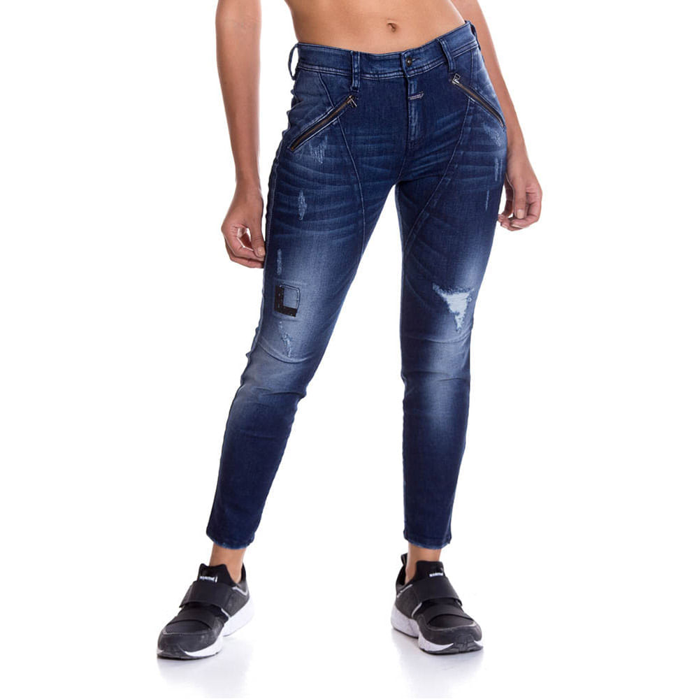 Jeans Mujer  Zaful Pantalones Sueltos Con Nudo Y Chambray - Azul