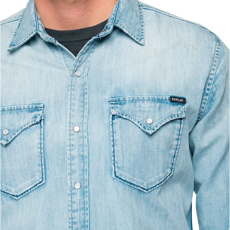 Camisa-Para-Hombre-7-Oz-Deep-Blue-Denim-Replay