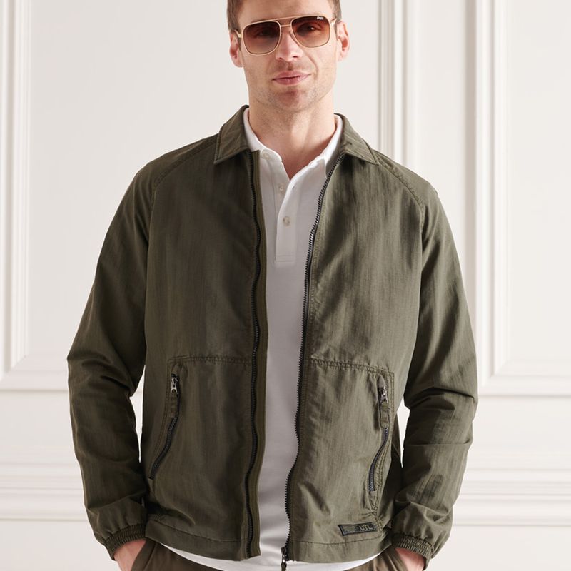 Superdry Chaqueta Snap Coach para hombre, ajuste relajado, cierre de  cremallera y broche, Verde