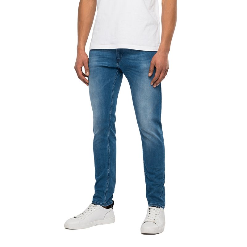 Jean Stretch Para Hombre 10 Oz Dark Indigo Power Stretch Denim Replay 38089 JEANS PILATOS Pilatos
